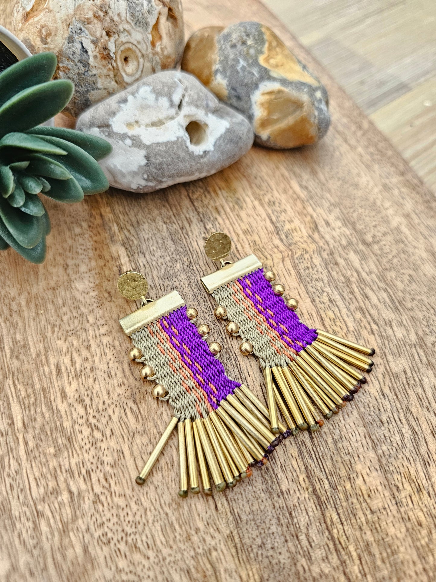 Aros tassel con base / Tassel earrings image 4
