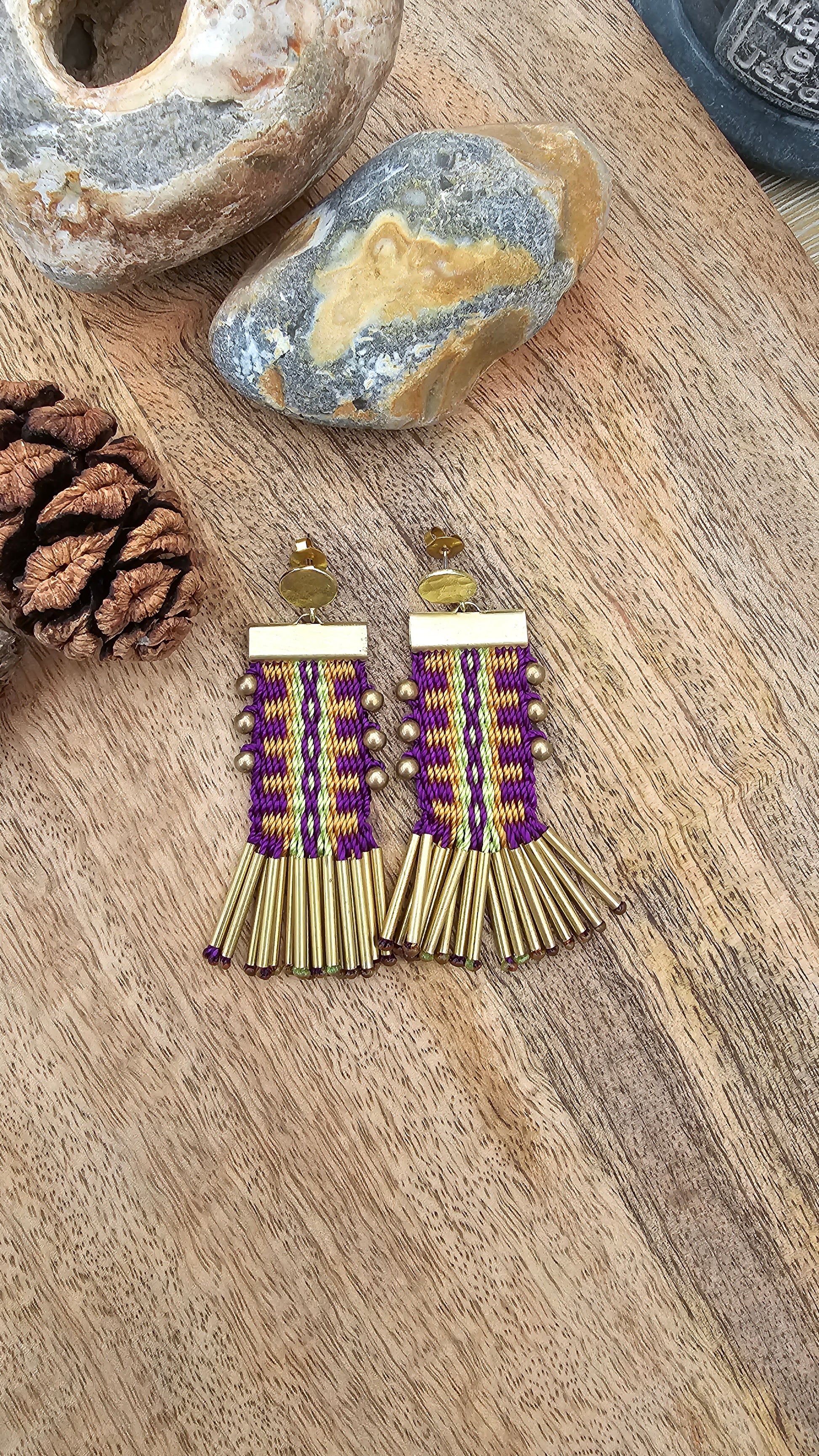 Aros tassel con base / Tassel earrings image 2