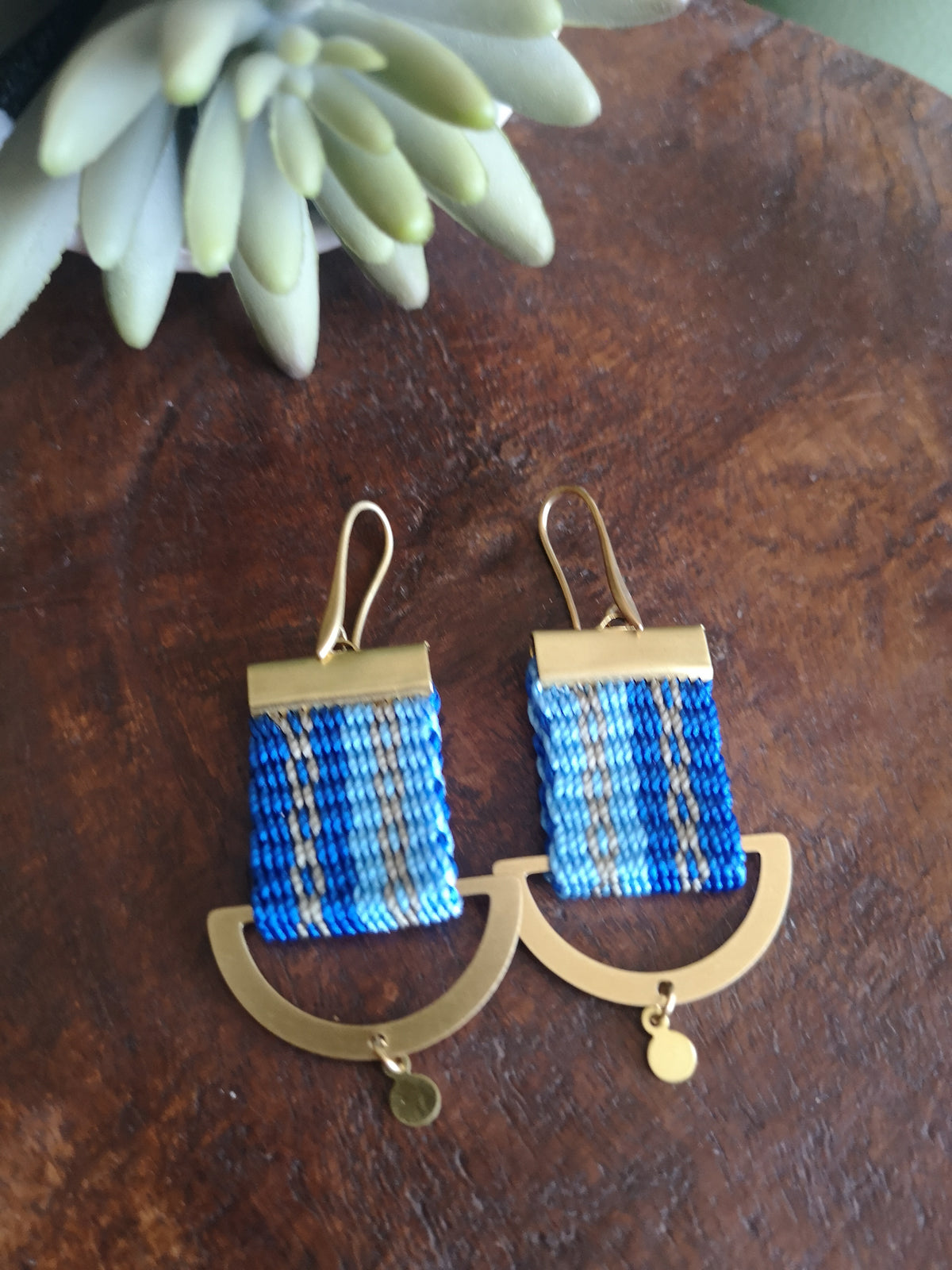 Aros boldo/ Boldo earrings - atardecer azul