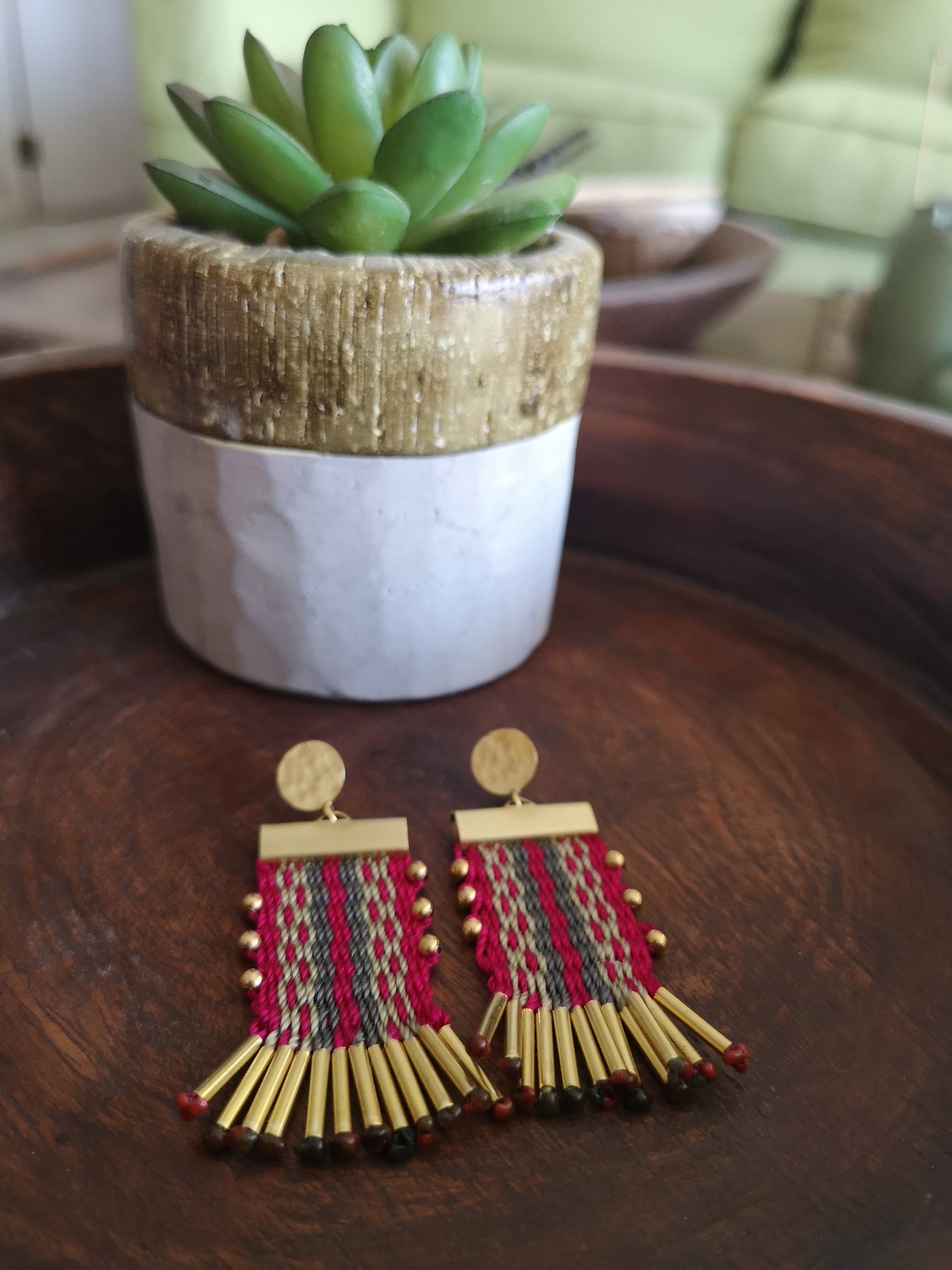 Aros tassel con base / Tassel earrings image 12