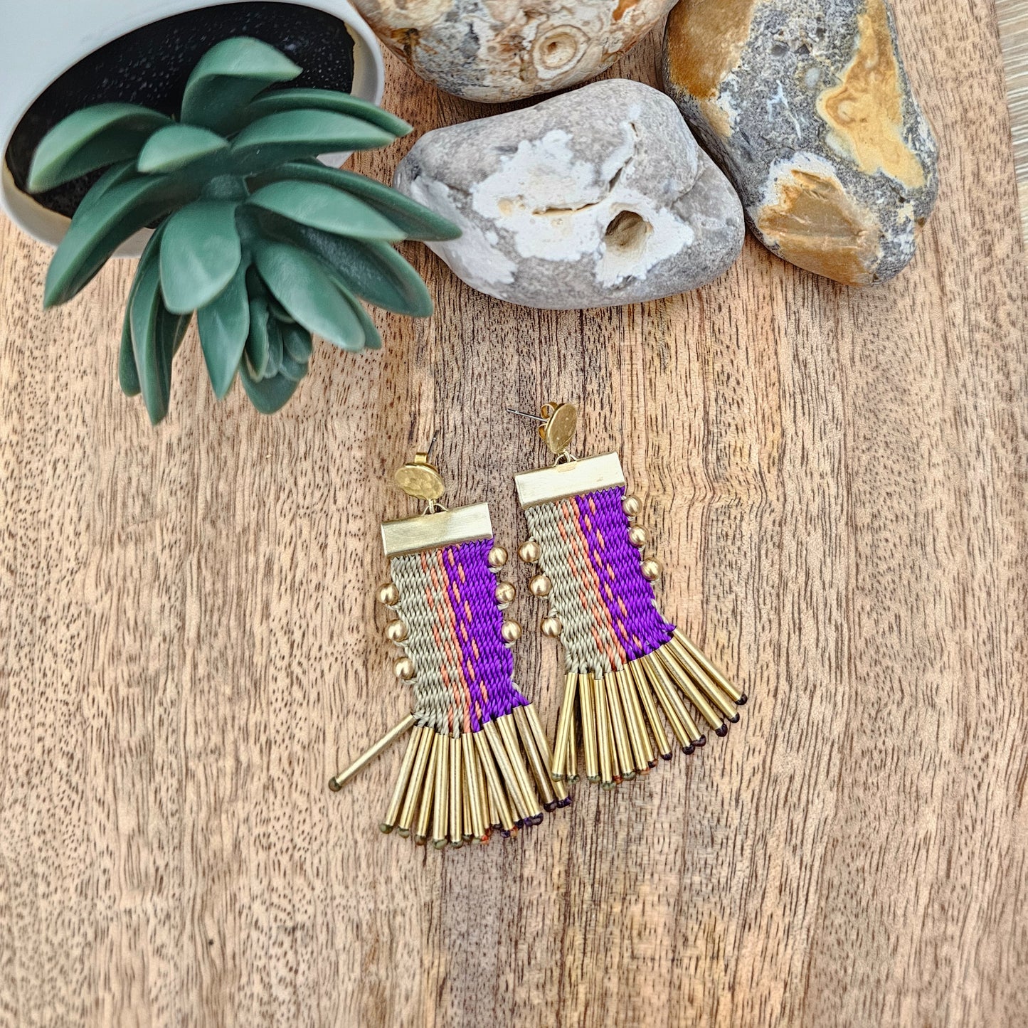 Aros tassel con base / Tassel earrings image 5