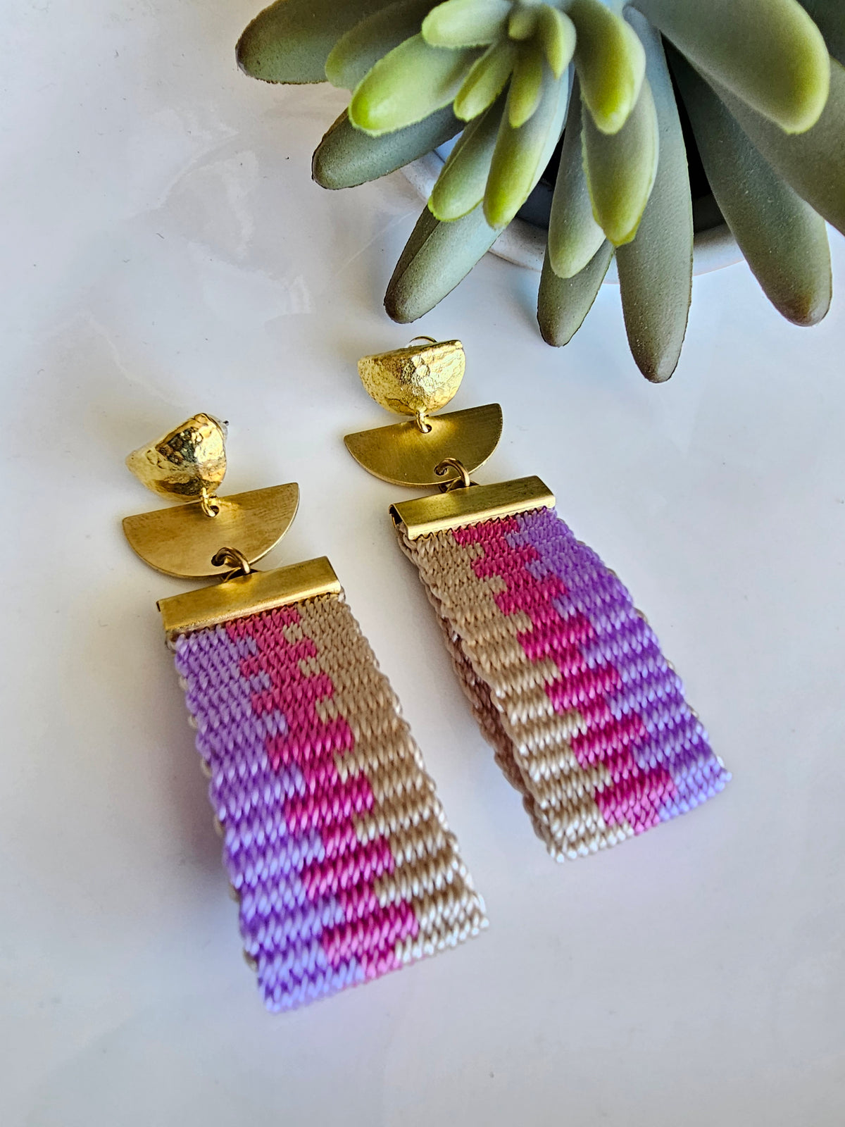 Aros doble/ Double earrings - Espiga Lavanda