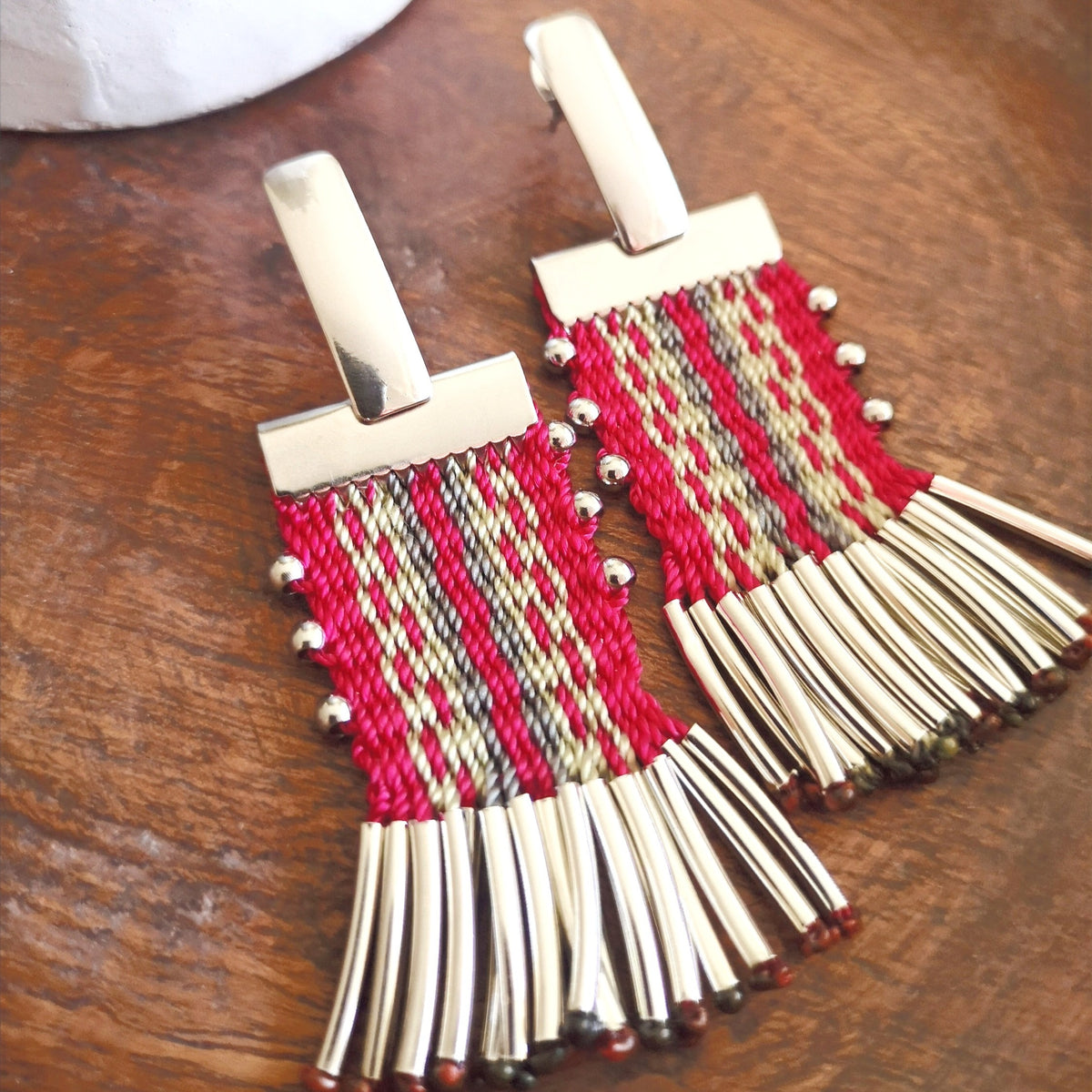 Aros tassel / tassel earrings - Rocio fucsia